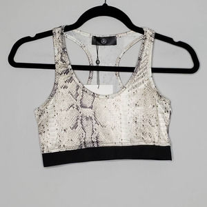 MISSGUIDED Snake Print Color Block Sports Bra Biker Shorts Matching Set Sz 6/8